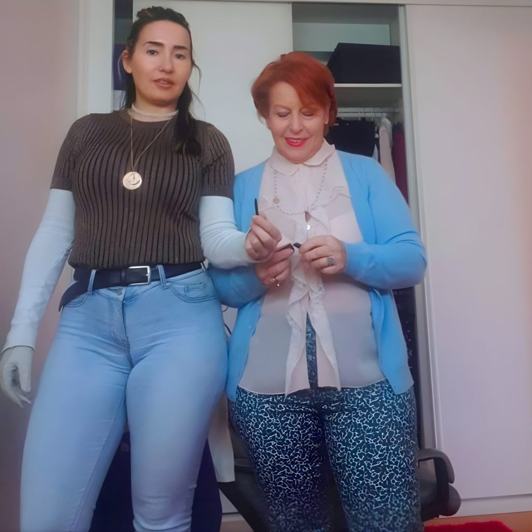 My mother by the Douro — auburn hair, fair skin and hazel-green eyes, a living echo of Atlantic heritage